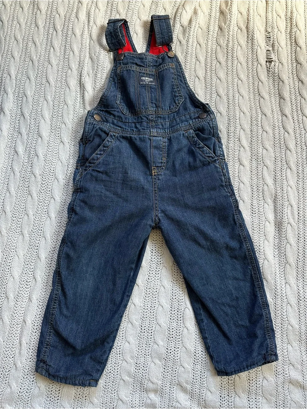 OshKosh B'gosh Denim Overalls with Red Lining